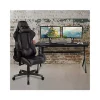 Best Sale 🎁 Gaming Desk and Gray/Black Reclining Gaming Chair Set /Cup Holder/Headphone Hook/Removable Mouse Pad Top - Wire Management by Belnick ⌛