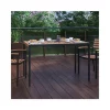 Flash Sale 👍 Outdoor Dining Table with Synthetic Teak Poly Slats - 30" x 48" Steel Framed Restaurant Table with Umbrella Holder Hole - XUDGUH3048GG by Belnick ❤️