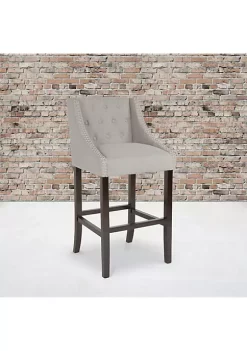 New ๐ 2 Pk. Carmel Series 30" High Transitional Tufted Walnut Barstool with Accent Nail Trim in Light Gray Fabric by Belnick ๐ฅฐ