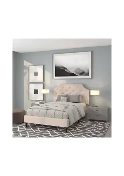 Coupon 🤩 Brighton Full Size Tufted Upholstered Platform Bed in Beige Fabric by Belnick 🔔