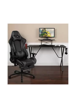 Buy โ๏ธ Black Gaming Desk with Cup Holder/Headphone Hook and Monitor/Smartphone Stand & Gray Reclining Gaming Chair with Footrest by Belnick โ๏ธ