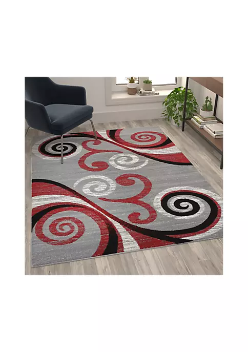 Cheapest π― Valli Collection 5' x 7' Red Abstract Area Rug - Olefin Rug with Jute Backing - Hallway, Entryway, Bedroom, Living Room by Belnick π 2 Cheapest π― Valli Collection 5' x 7' Red Abstract Area Rug - Olefin Rug with Jute Backing - Hallway, Entryway, Bedroom, Living Room by Belnick π - Image 2
