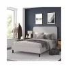 Promo 🛒 Addison Light Grey Queen Fabric Upholstered Platform Bed - Headboard with Rounded Edges - No Box Spring or Foundation Needed by Belnick ✨
