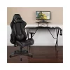 Best Sale 😀 Gaming Desk and Gray/Black Reclining Gaming Chair Set /Cup Holder/Headphone Hook/Removable Mouse Pad Top - Wire Management by Belnick 🔥