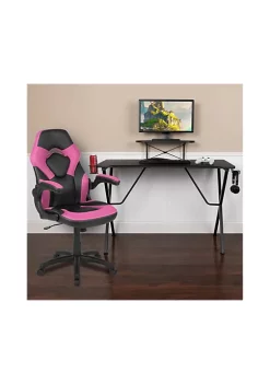 Best reviews of 🎁 Black Gaming Desk and Pink/Black Racing Chair Set with Cup Holder, Headphone Hook, and Monitor/Smartphone Stand by Belnick 🥰
