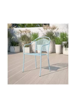 Brand new 💯 Commercial Grade 5 Pack Sky Blue Indoor Outdoor Steel Patio Arm Chair with Round Back by Belnick 🎁