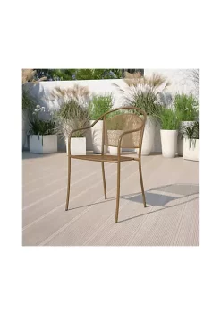 Flash Sale 🎉 Commercial Grade 5 Pack Gold Indoor Outdoor Steel Patio Arm Chair with Round Back by Belnick 😍