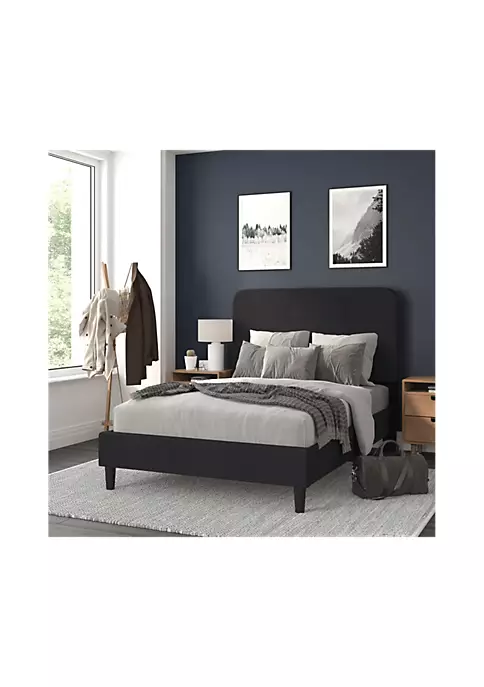 Outlet π€© Addison Charcoal Full Fabric Upholstered Platform Bed - Headboard with Rounded Edges - No Box Spring or Foundation Needed by Belnick π₯° 1 Outlet π€© Addison Charcoal Full Fabric Upholstered Platform Bed - Headboard with Rounded Edges - No Box Spring or Foundation Needed by Belnick π₯°