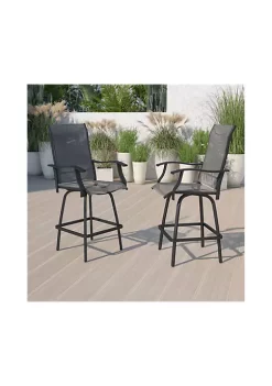 Cheap โญ Patio Bar Height Stools Set of 2 All Weather Textilene Swivel Patio Stools and Deck Chairs with High Back & Armrests in Gray by Belnick ๐งจ