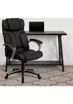 Flash Sale β€οΈ High Back Folding Black LeatherSoft Executive Swivel Office Chair with Arms by Belnick π