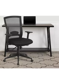Promo 💯 Mid-Back Black Mesh Executive Swivel Ergonomic Office Chair with Back Angle Adjustment and Adjustable Arms by Belnick 👏